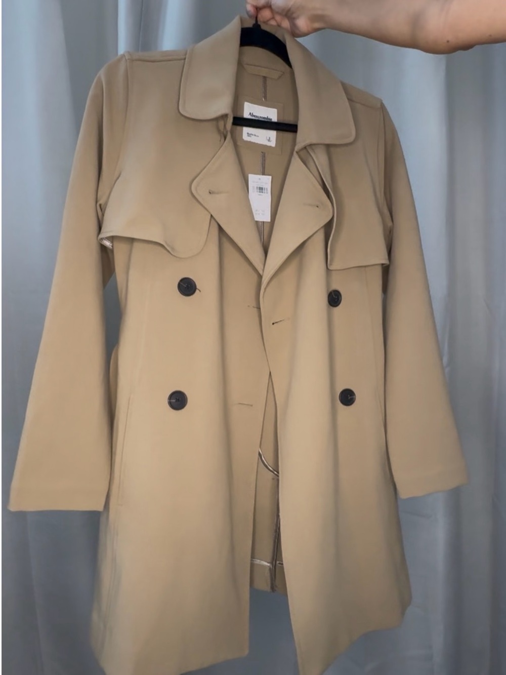 Abercrombie & Fitch Tan Double-Breasted Trench Coat